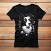 Border collie-s póló nőknek fekete színben