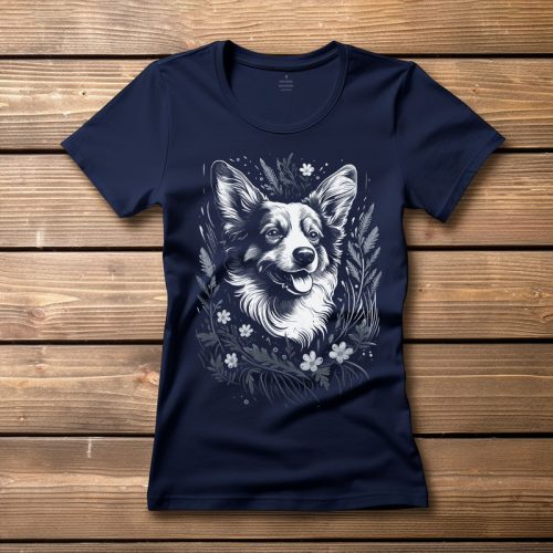 Corgis póló nőknek sötétkék színben