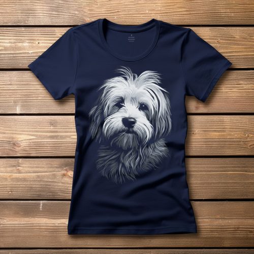 Havanese-s póló nőknek sötétkék színben