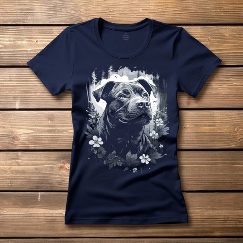 Staffordshire terrieres póló nőknek sötétkék színben