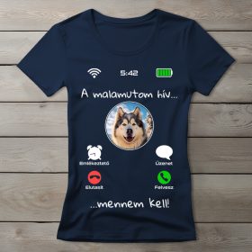 Alaszkai malamutos póló nőknek sötétkék színben