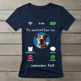 Amstaffos póló nőknek sötétkék színben