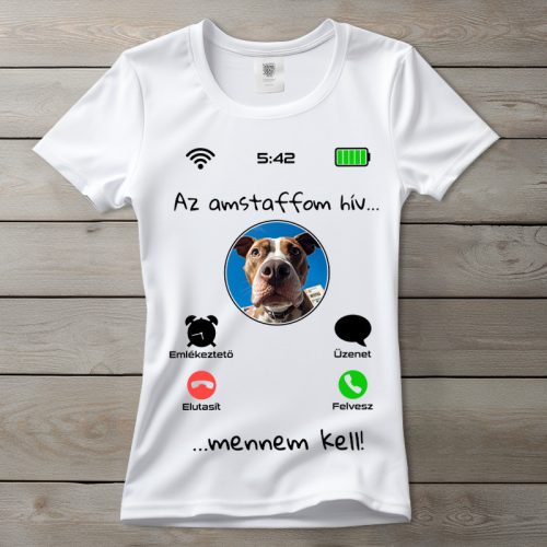 Amstaffos póló nőknek fehér színben
