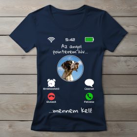 Angol pointeres póló nőknek sötétkék színben