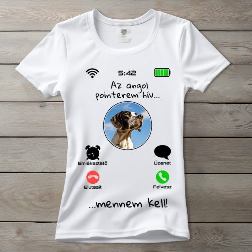 Angol pointeres póló nőknek fehér színben