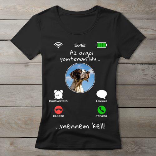 Angol pointeres póló nőknek fekete színben