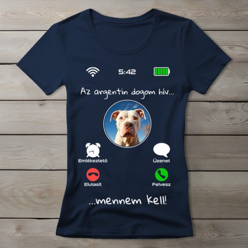 Argentin dogos póló nőknek sötétkék színben