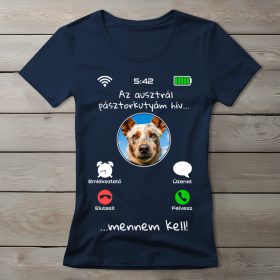 Ausztrál pásztorkutyás póló nőknek sötétkék színben