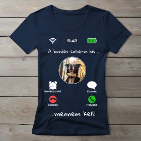 Border collies póló nőknek sötétkék színben