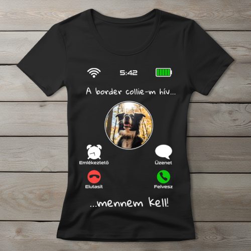 Border collies póló nőknek fekete színben