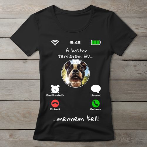 Boston terrieres póló nőknek fekete színben