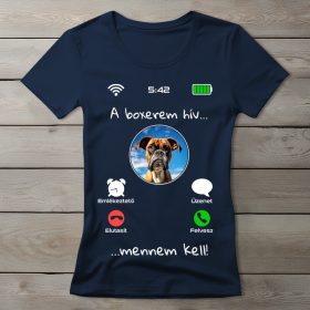 Boxeres póló nőknek sötétkék színben