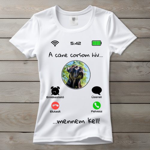 Cane corsos póló nőknek fehér színben