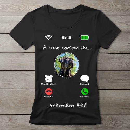 Cane corsos póló nőknek fekete színben