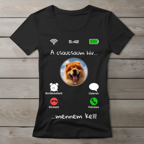 Csaucsaus póló nőknek fekete színben