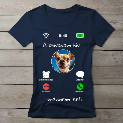 Csivavás póló nőknek sötétkék színben
