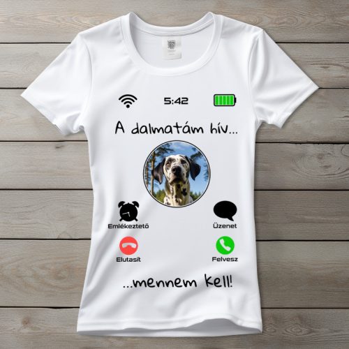 Dalmatás póló nőknek fehér színben