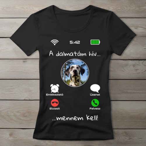 Dalmatás póló nőknek fekete színben