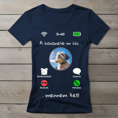 Havanesés póló nőknek sötétkék színben