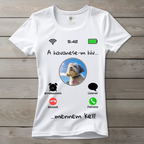 Havanesés póló nőknek fehér színben