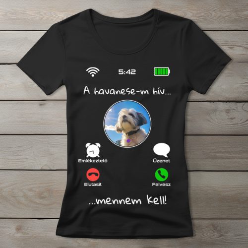 Havanesés póló nőknek fekete színben