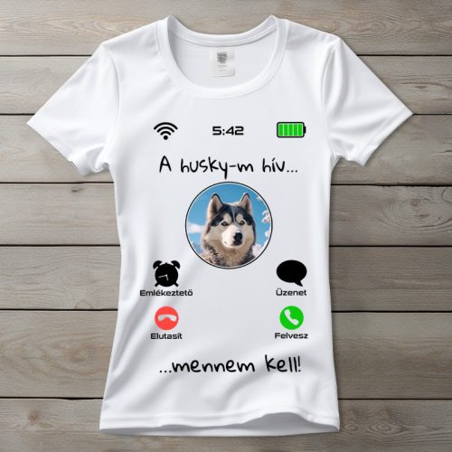 Huskys póló nőknek fehér színben