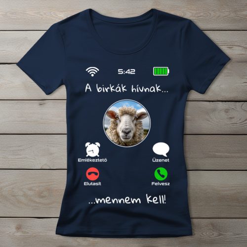Bárányos póló nőknek sötétkék színben