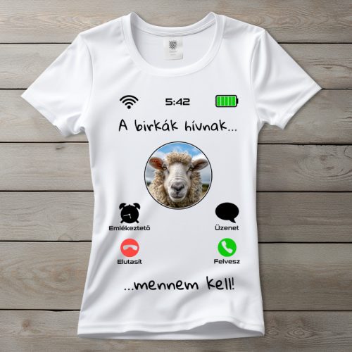 Bárányos póló nőknek fehér színben