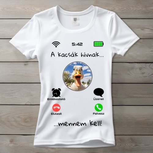 Kacsás póló nőknek fehér színben