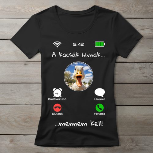 Kacsás póló nőknek fekete színben