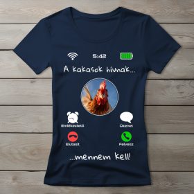 Kakasos póló nőknek sötétkék színben