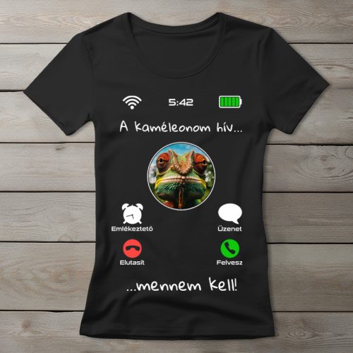 Kaméleonos póló nőknek fekete színben