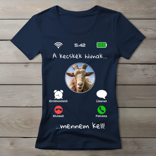 Kecskés póló nőknek sötétkék színben