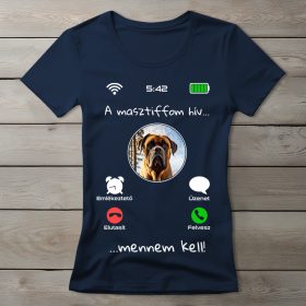Masztiffos póló nőknek sötétkék színben