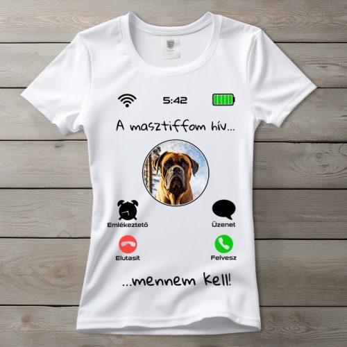 Masztiffos póló nőknek fehér színben