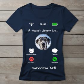 Német dogos póló nőknek sötétkék színben