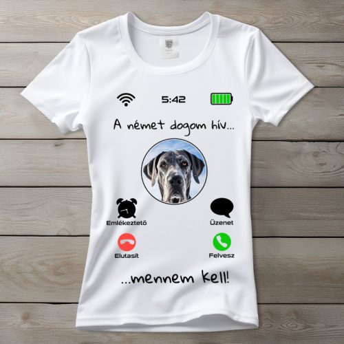 Német dogos póló nőknek fehér színben