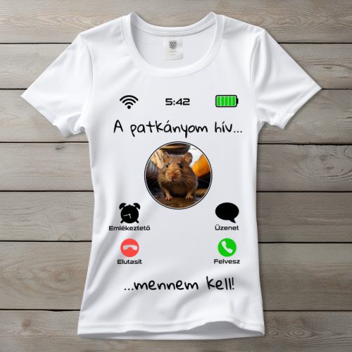 Patkányos póló nőknek fehér színben