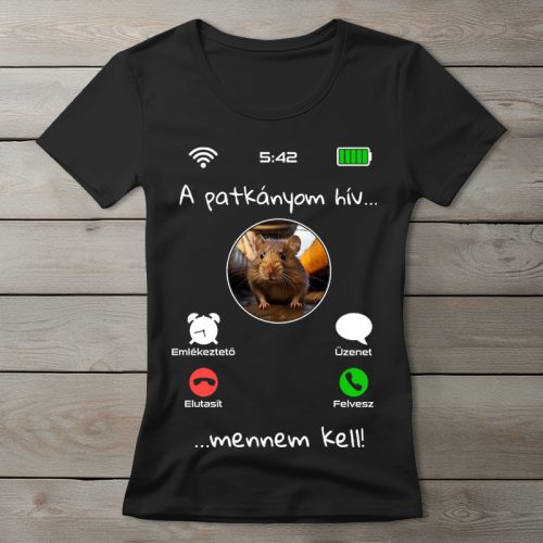 Patkányos póló nőknek fekete színben