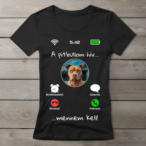 Pitbullos póló nőknek fekete színben