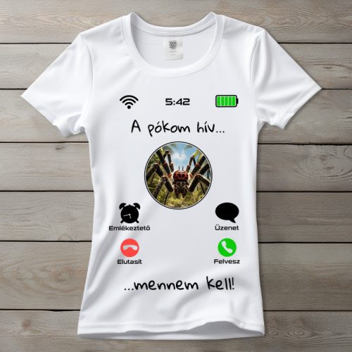 Pókos póló nőknek fehér színben