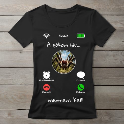 Pókos póló nőknek fekete színben