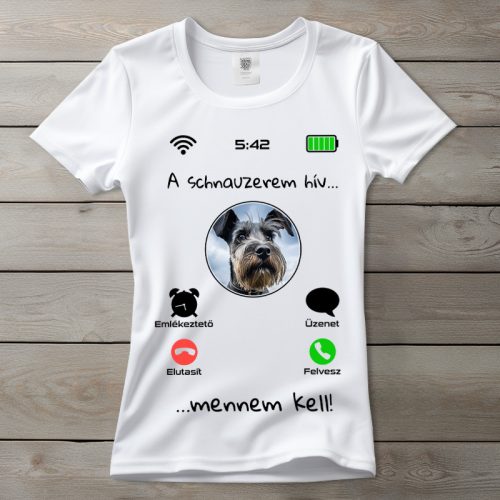 Schnauzeres póló nőknek fehér színben