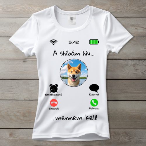 Shiba inus póló nőknek fehér színben