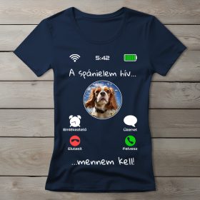Cavalier King Charles spánieles póló nőknek sötétkék színben