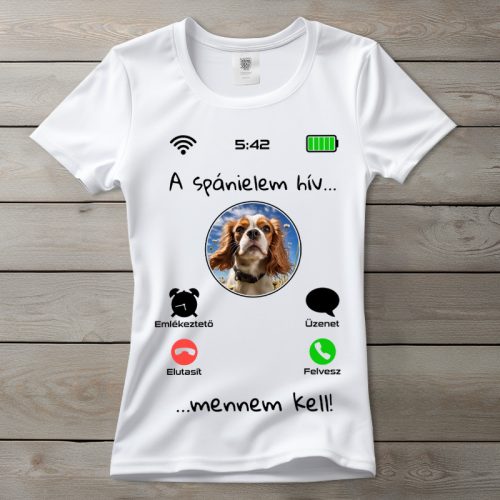 Cavalier King Charles spánieles póló nőknek fehér színben