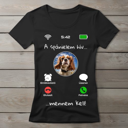 Cavalier King Charles spánieles póló nőknek fekete színben