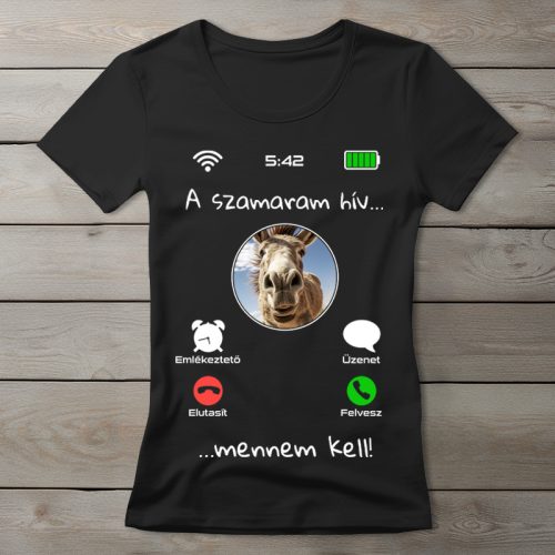 Szamaras póló nőknek fekete színben