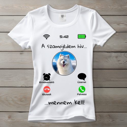 Szamojédes póló nőknek fehér színben