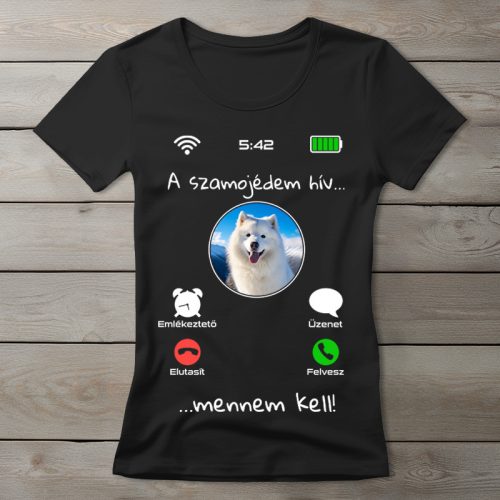 Szamojédes póló nőknek fekete színben